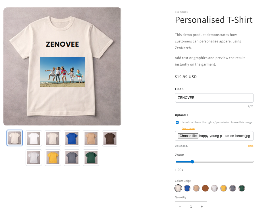 ZenMerch storefront personalized product experience
